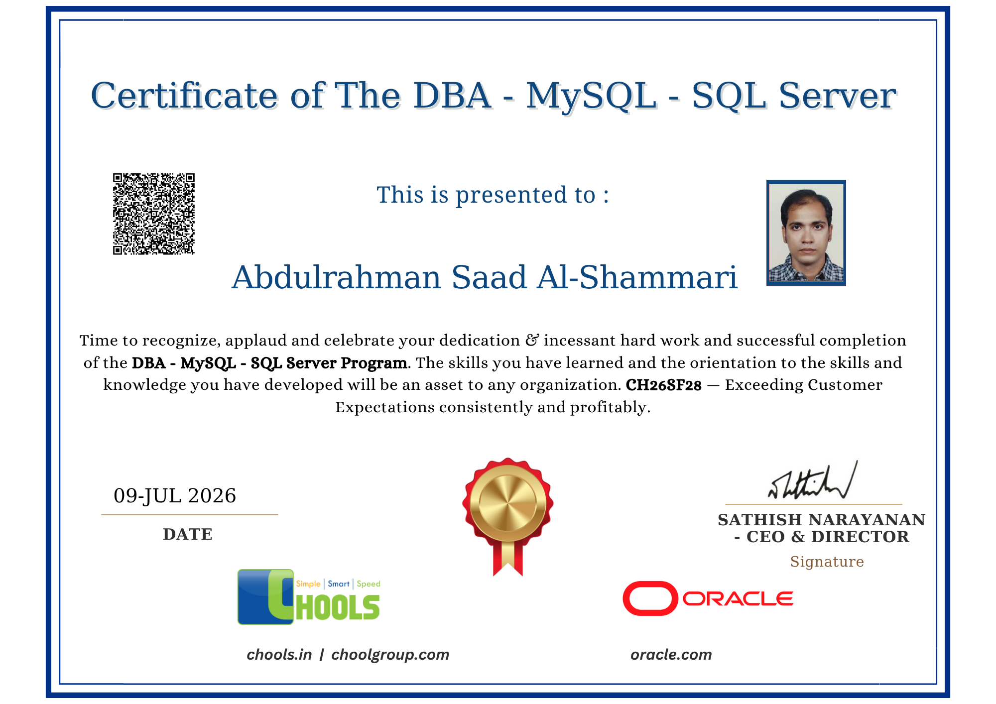 DBA - MySQL - SQL Server Program Certificate